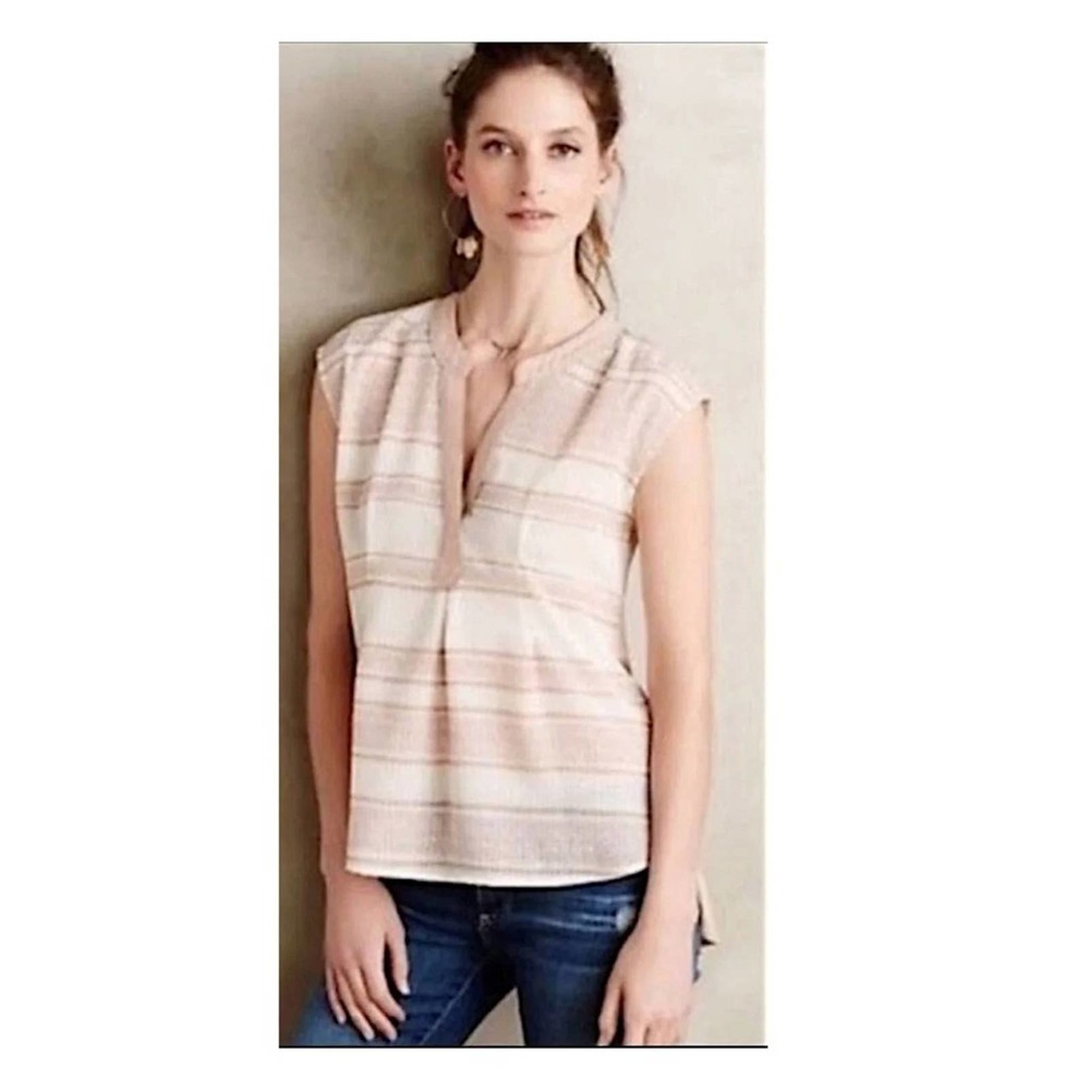Anthropologie Postmark Striped Jersey Blouse size Medium